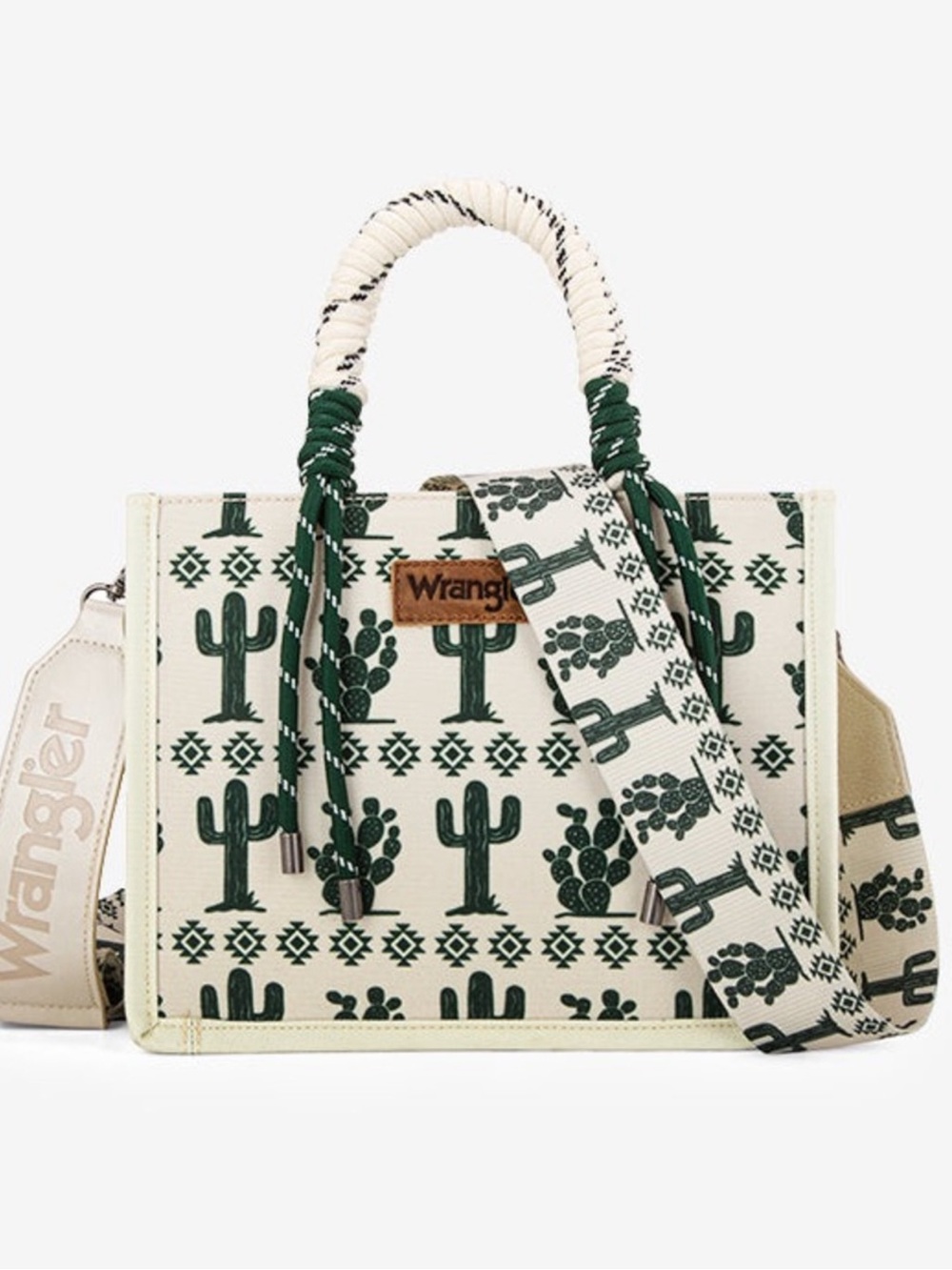Wrangler Montana West Cactus Print Rope Handle Tote Crossbody Bag with Dustbag